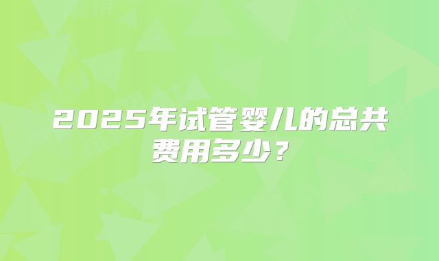 2025年试管婴儿的总共费用多少?