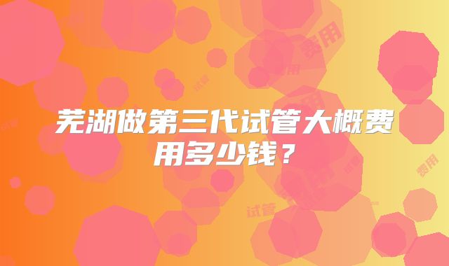芜湖做第三代试管大概费用多少钱?
