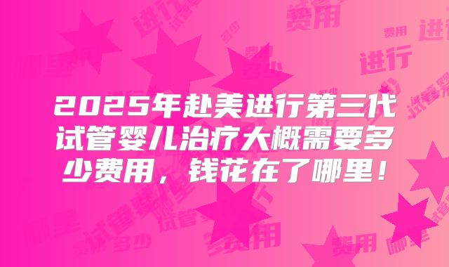 2025年赴美进行第三代试管婴儿治疗大概需要多少费用,钱花在了哪里!
