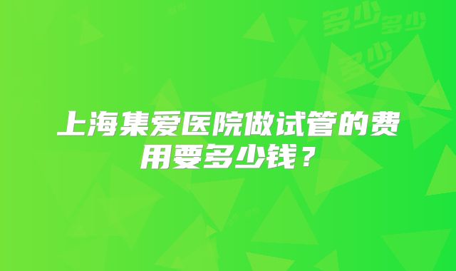上海集爱医院做试管的费用要多少钱?