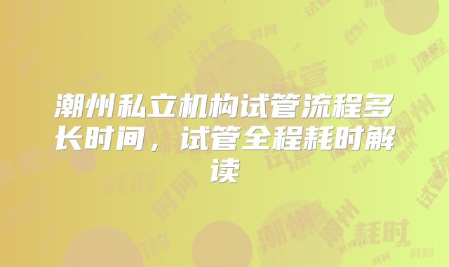 潮州私立机构试管流程多长时间,试管全程耗时解读