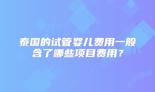 泰国的试管婴儿费用一般含了哪些项目费用？
