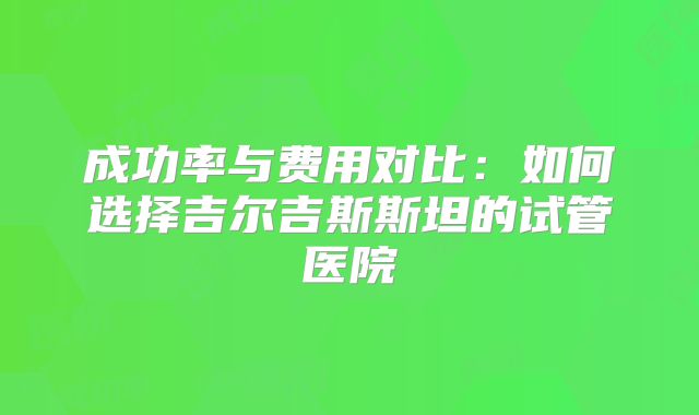 成功率与费用对比：如何选择吉尔吉斯斯坦的试管医院