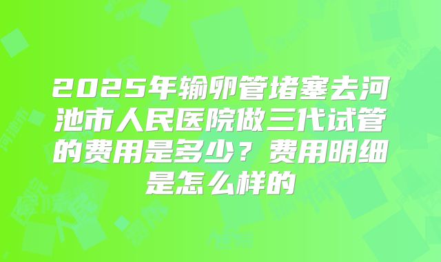 2025年输卵管堵塞去河池市人民医院做三代试管的费用是多少？费用明细是怎么样的