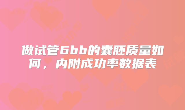 做试管6bb的囊胚质量如何,内附成功率数据表