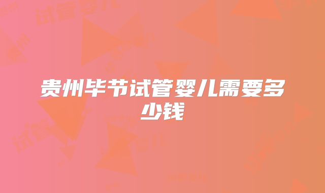 贵州毕节试管婴儿需要多少钱