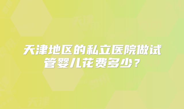天津地区的私立医院做试管婴儿花费多少？