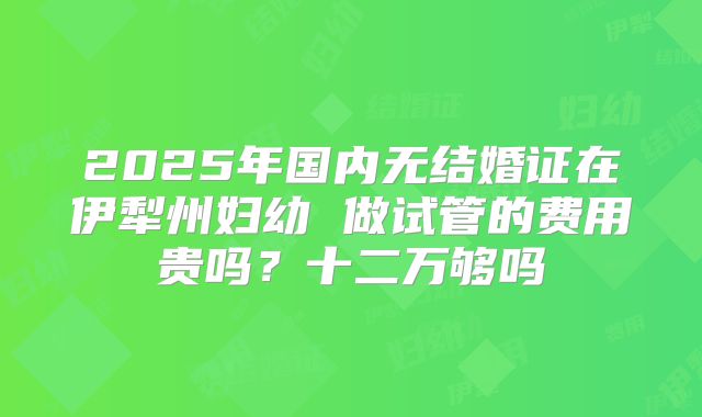 2025年国内无结婚证在伊犁州妇幼 做试管的费用贵吗？十二万够吗