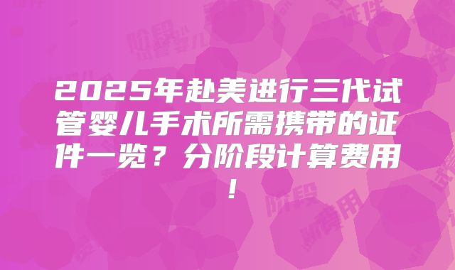 2025年赴美进行三代试管婴儿手术所需携带的证件一览?分阶段计算费用!