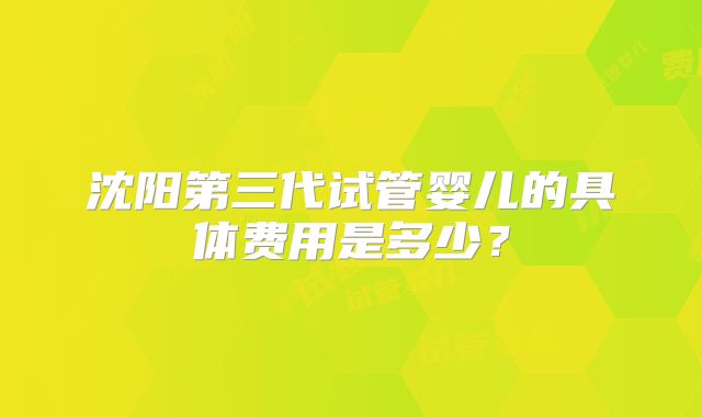 沈阳第三代试管婴儿的具体费用是多少？