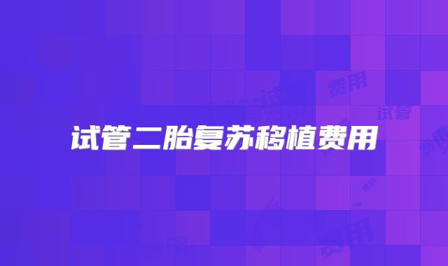 试管二胎复苏移植费用