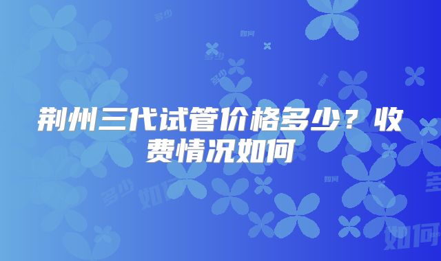 荆州三代试管价格多少？收费情况如何
