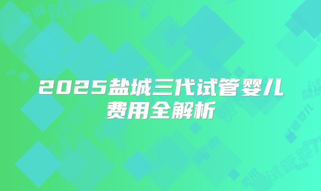 2025盐城三代试管婴儿费用全解析