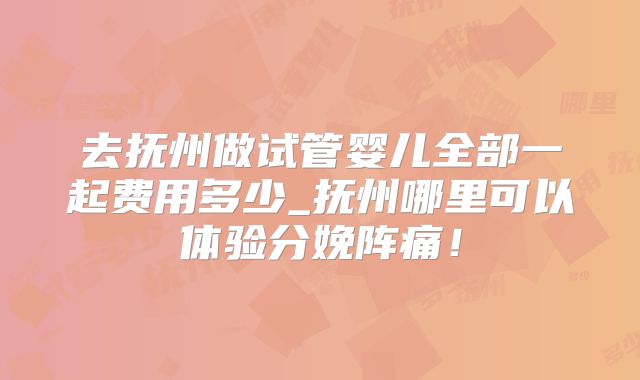 去抚州做试管婴儿全部一起费用多少_抚州哪里可以体验分娩阵痛!
