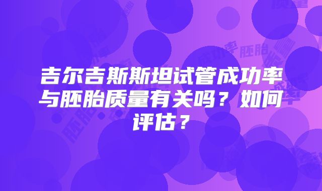 吉尔吉斯斯坦试管成功率与胚胎质量有关吗?如何评估?
