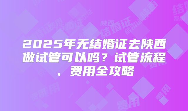 2025年无结婚证去陕西做试管可以吗？试管流程、费用全攻略