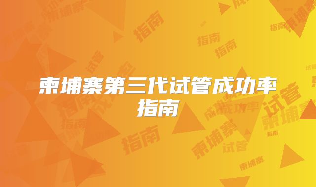 柬埔寨第三代试管成功率指南