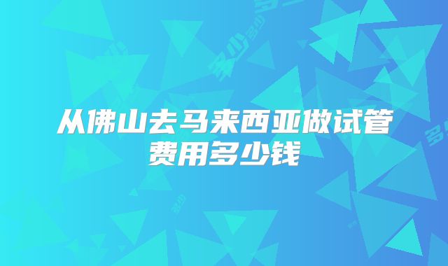 从佛山去马来西亚做试管费用多少钱