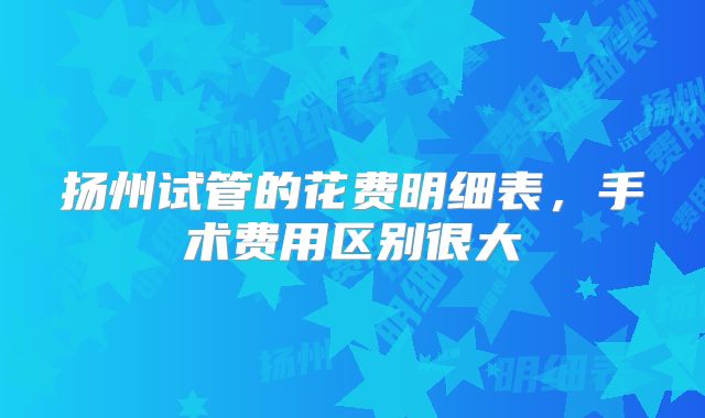 扬州试管的花费明细表，手术费用区别很大