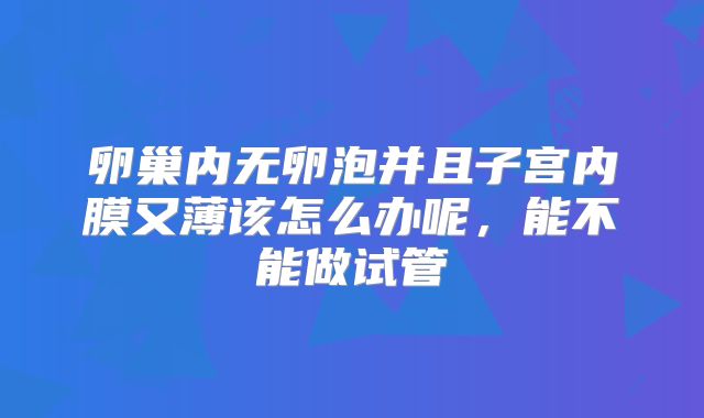 卵巢内无卵泡并且子宫内膜又薄该怎么办呢,能不能做试管