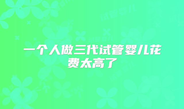 一个人做三代试管婴儿花费太高了