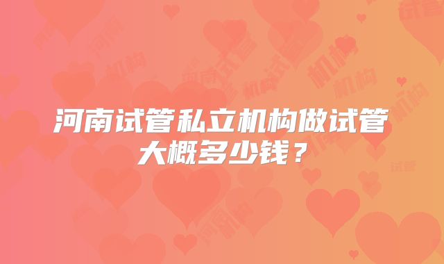 河南试管私立机构做试管大概多少钱？