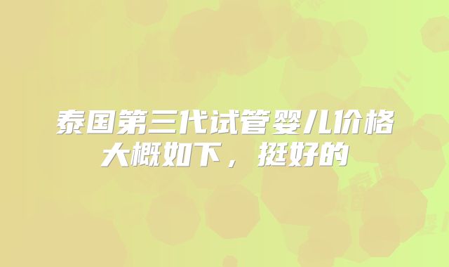泰国第三代试管婴儿价格大概如下，挺好的