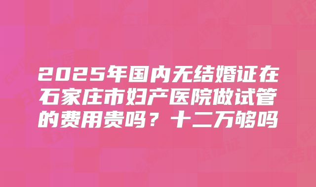2025年国内无结婚证在石家庄市妇产医院做试管的费用贵吗？十二万够吗