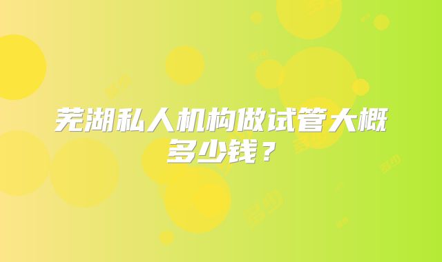芜湖私人机构做试管大概多少钱？