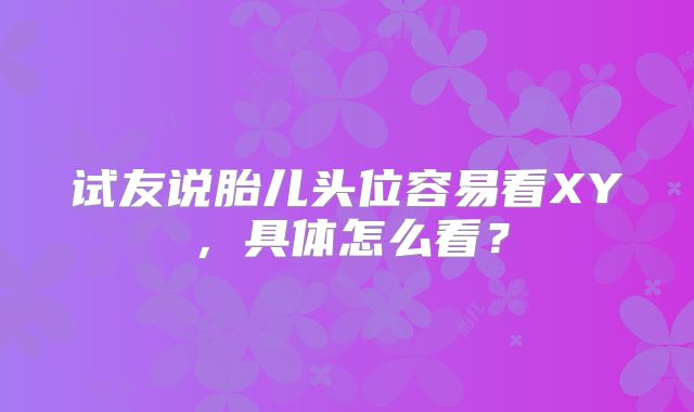 试友说胎儿头位容易看XY，具体怎么看？