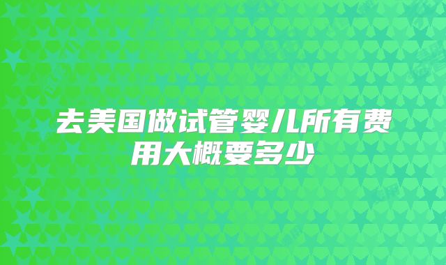 去美国做试管婴儿所有费用大概要多少