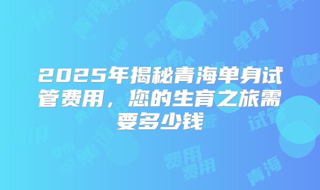 2025年揭秘青海单身试管费用,您的生育之旅需要多少钱
