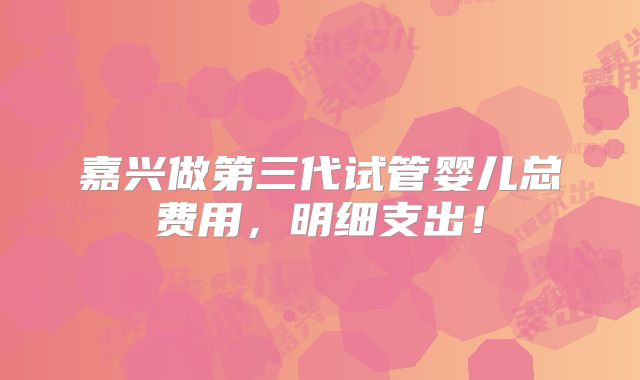 嘉兴做第三代试管婴儿总费用,明细支出!