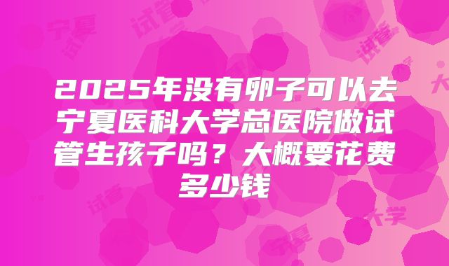 2025年没有卵子可以去宁夏医科大学总医院做试管生孩子吗?大概要花费多少钱