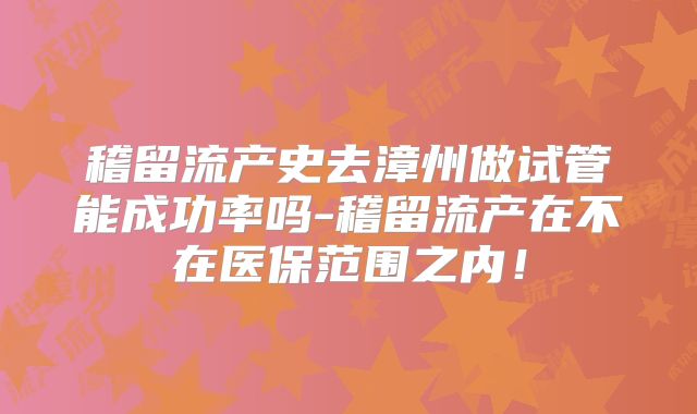 稽留流产史去漳州做试管能成功率吗-稽留流产在不在医保范围之内！