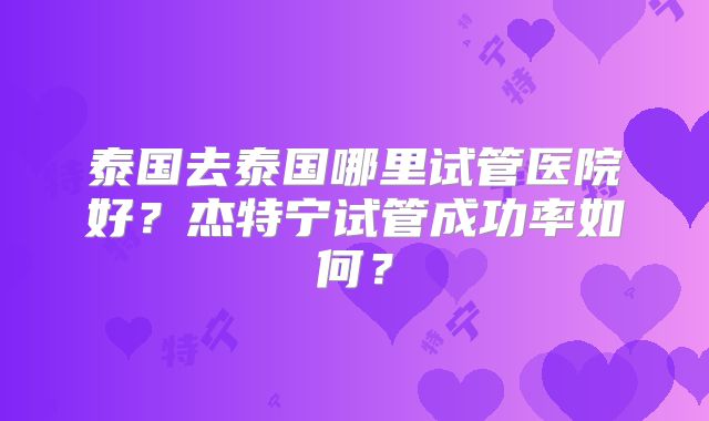泰国去泰国哪里试管医院好？杰特宁试管成功率如何？