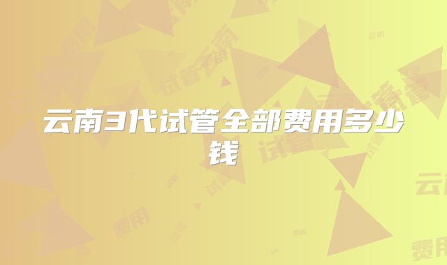 云南3代试管全部费用多少钱