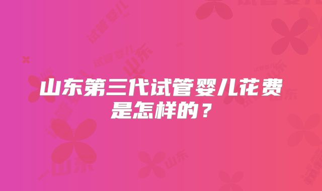 山东第三代试管婴儿花费是怎样的？