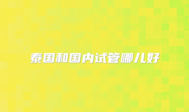 泰国和国内试管哪儿好