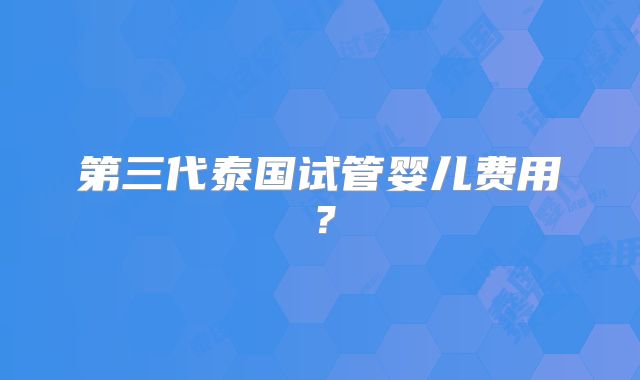 第三代泰国试管婴儿费用？