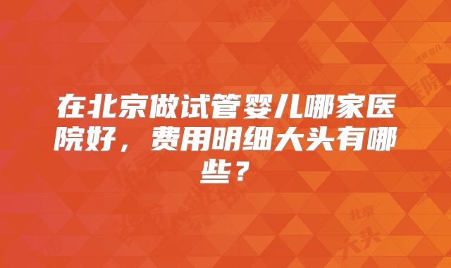 在北京做试管婴儿哪家医院好，费用明细大头有哪些？