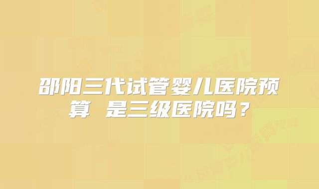 邵阳三代试管婴儿医院预算 是三级医院吗？