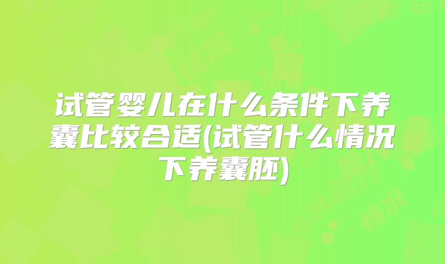 试管婴儿在什么条件下养囊比较合适(试管什么情况下养囊胚)