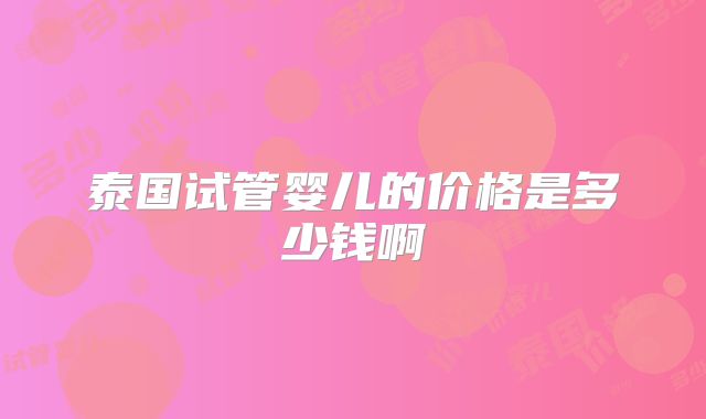 泰国试管婴儿的价格是多少钱啊