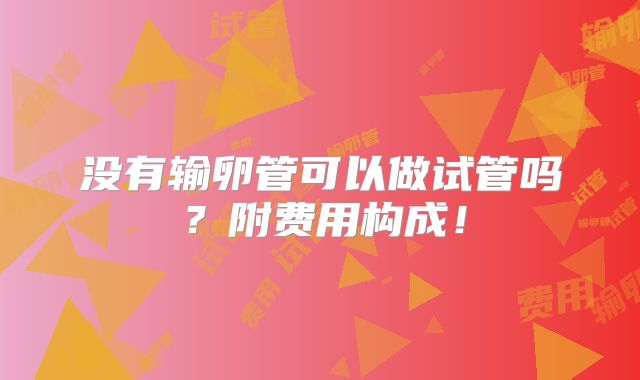 没有输卵管可以做试管吗？附费用构成！