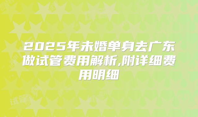 2025年未婚单身去广东做试管费用解析,附详细费用明细