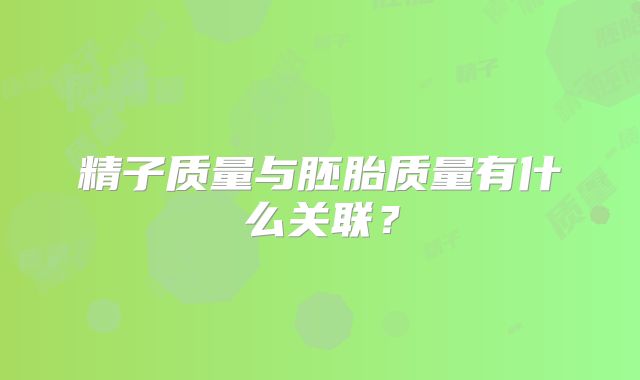 精子质量与胚胎质量有什么关联？