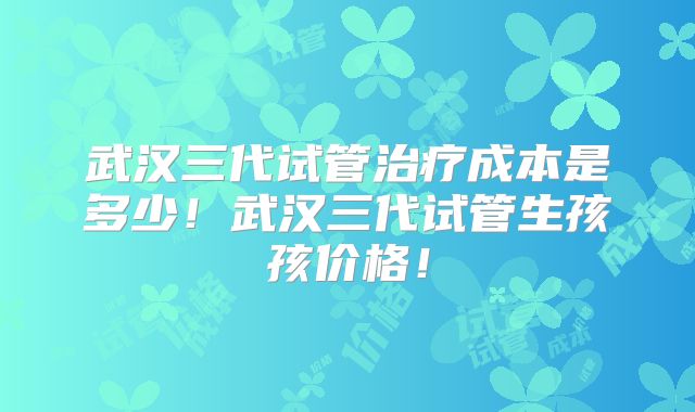 武汉三代试管治疗成本是多少！武汉三代试管生孩孩价格！