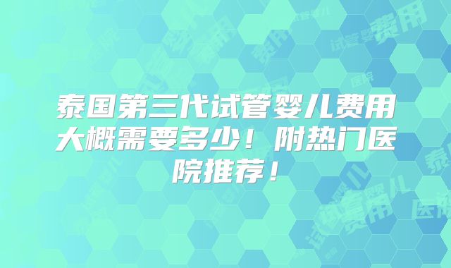 泰国第三代试管婴儿费用大概需要多少！附热门医院推荐！