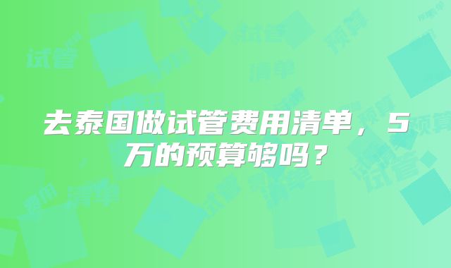 去泰国做试管费用清单,5万的预算够吗?